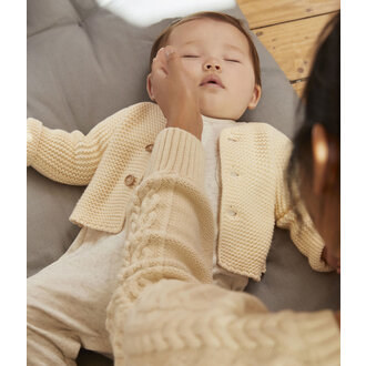 Petit Bateau Gebreide Unisex Babycardigan in Ribbelsteek - Avalanche
