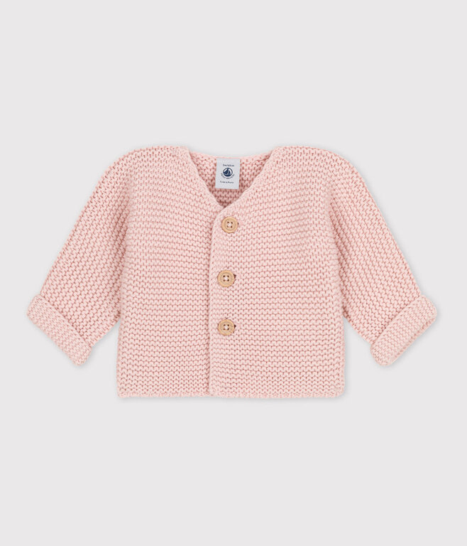 Petit Bateau Gebreide Unisex Babycardigan in Ribbelsteek - Saline