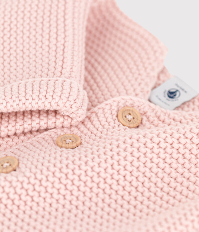 Petit Bateau Gebreide Unisex Babycardigan in Ribbelsteek - Saline