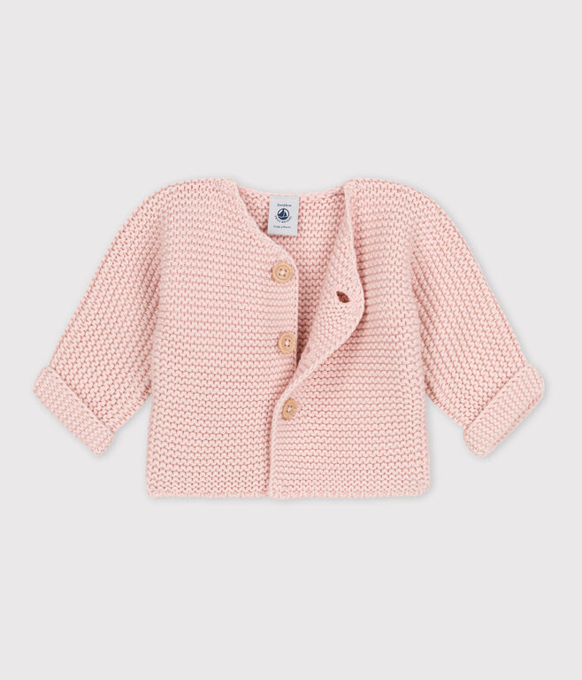 Petit Bateau Gebreide Unisex Babycardigan in Ribbelsteek - Saline