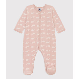 Petit Bateau Pyjama van Velours met Roze Walvissen - Saline/Marshmellow