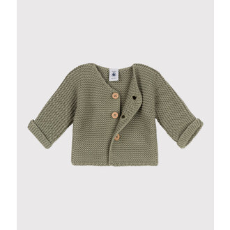 Petit Bateau Gebreide Unisex Babycardigan in Ribbelsteek - Marecage