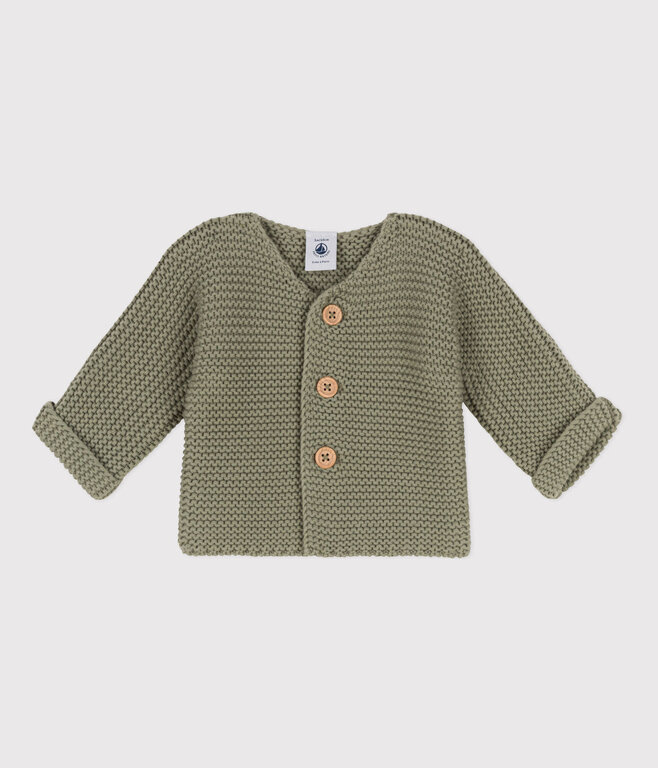 Petit Bateau Gebreide Unisex Babycardigan in Ribbelsteek - Marecage