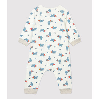 Petit Bateau Lange Jumpsuit met Berenprint van Biologisch Katoen - 0 Maand