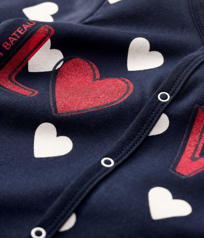 Petit Bateau Slaappakje in Molton 'Love' - Smoking/Ecume