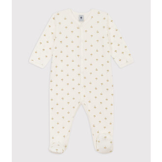 Petit Bateau Katoenen Pyjama met Palmprint - Marshmallow/Multico