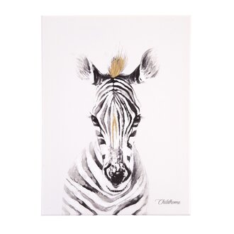 Childhome Schilderij Zebra + Goud 30X40