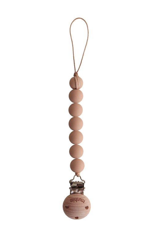Mushie Pacifier Clip Halo - Pale Taupe