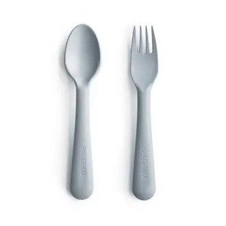 Mushie Dinnerware Fork and Spoon Set - Cloud