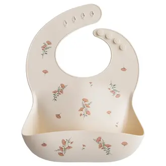 Mushie Silicone Bibs - Pink Flowers