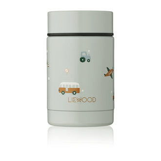 Liewood Nadja Food Jar - Vehicles Dove Blue