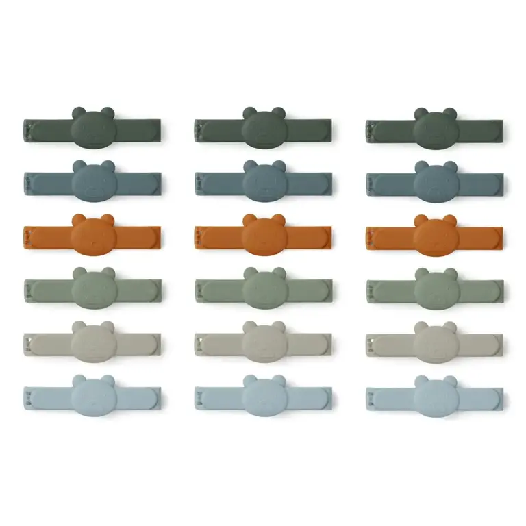 Liewood Gonzo Bag Clips 18-Pack - Mr Bear Faune Green Multi Mix