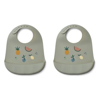 Liewood Tilda Silicone Bib 2-Pack - Fruit Dove Blue