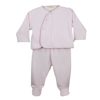 BabyGi 2 Pc. Pink Velours Set with Front Buttons