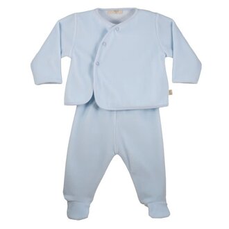 BabyGi 2 Pc. Blue Velours Set with Front Buttons