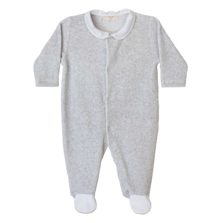 BabyGi Grey Velours Babygrow Wings