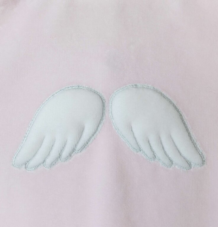 BabyGi Pink Velours Babygrow Wings