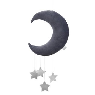 Cotton & Sweets Moon Mobile - Graphit / Silver Stars