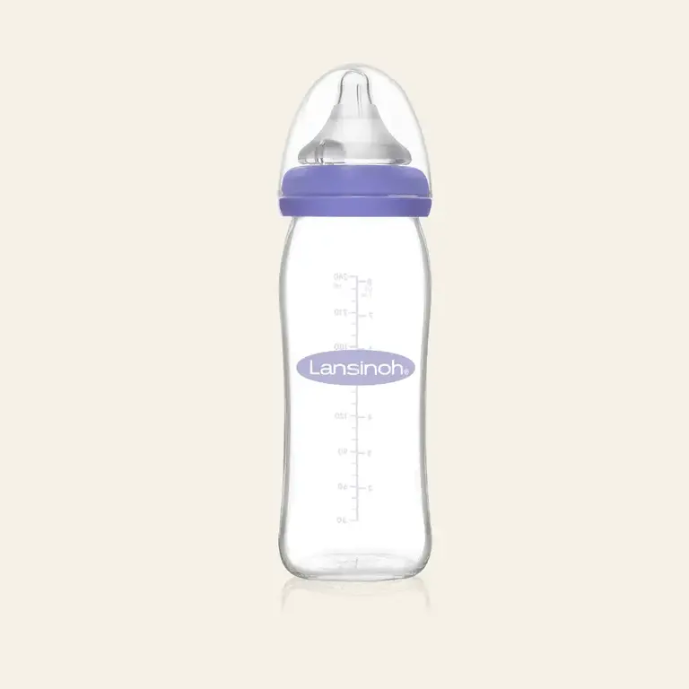 Lansinoh Natural wave fles 240 ml in glas