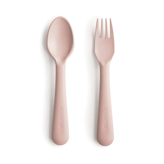 Mushie Dinnerware Fork and Spoon Set - Blush
