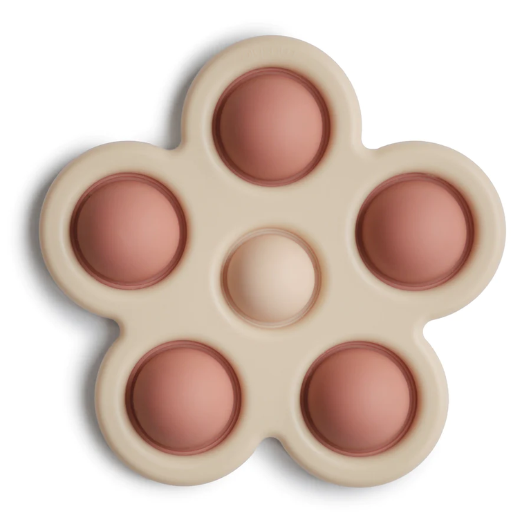 Mushie Press toy flower - Rose/Blush/Shifting Sand