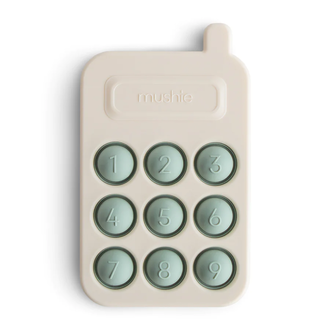 Mushie Press toy phone - Cambridge Blue