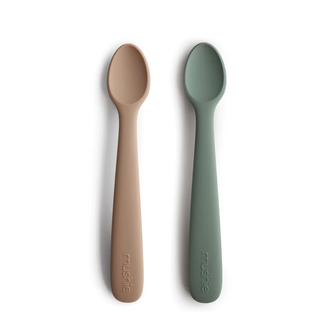 Mushie Silicone Feeding Spoons 2-Pack - Dried Thyme/Natural