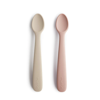 Mushie Silicone Feeding Spoons 2-Pack - Blush/shifting sand