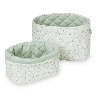 Cam Cam Copenhagen Quilted Storage Basket 2-Pack - Green Leaves