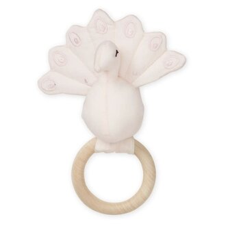 Cam Cam Copenhagen Maple Wooden Ring Rattle - Peacock Powder