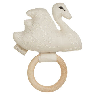 Cam Cam Copenhagen Maple Wooden Ring Rattle - Swan Light Sand