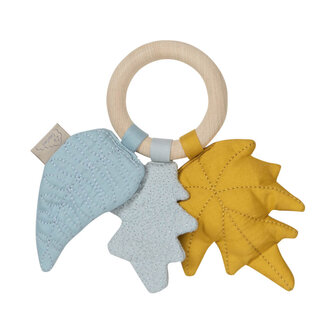 Cam Cam Copenhagen Maple Wooden Ring Rattle - Leaves Mustard