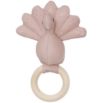 Cam Cam Copenhagen Maple Wooden Ring Rattle - Peacock Dusty Rose