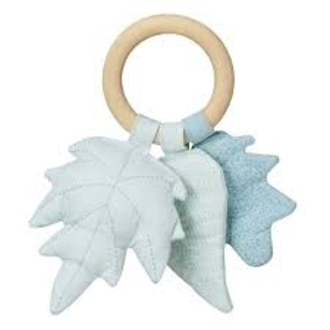 Cam Cam Copenhagen Maple Wooden Ring Rattle - Leaves Mix Blue