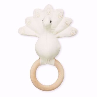 Cam Cam Copenhagen Maple Wooden Ring Rattle - Peacock Creme