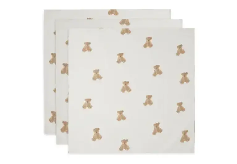 Jollein Hydrofiele Doek Small 70x70cm Teddy Bear - 3 Stuks