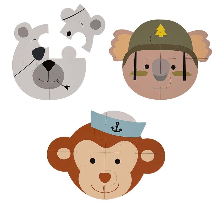 Bojungle B-Animal Puzzle (3 pcs) Ape - Bear - Koala