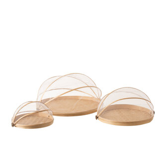 J-Line Set Van 3 Plateaus Met Vliegenbescherming Bamboe Naturel