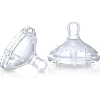 Nuby 2 Siliconespenen Slow Flow - 0 Maand