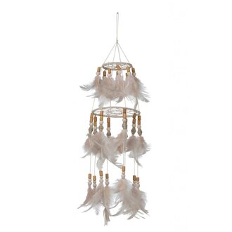 J-Line Hanger met Veren Boho - Parel/Zalm