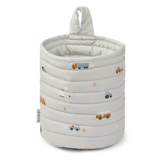 Liewood Faye Quilted Basket Small - Vehicles Dove Blue