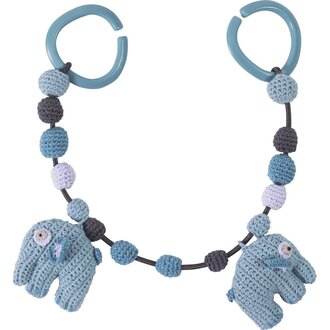 Sebra Crochet Pram Chain - Elephant Blue