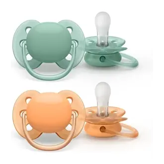 Avent Fopspeen 0-6 Maand - Soft Cognac/Groen - 2 stuks