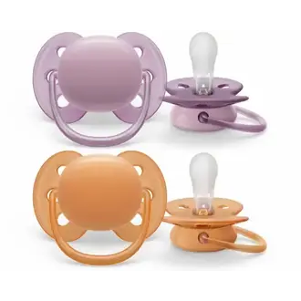 Avent Fopspeen 6-18 Maand -  Soft Grijs/Oranje - 2 stuks