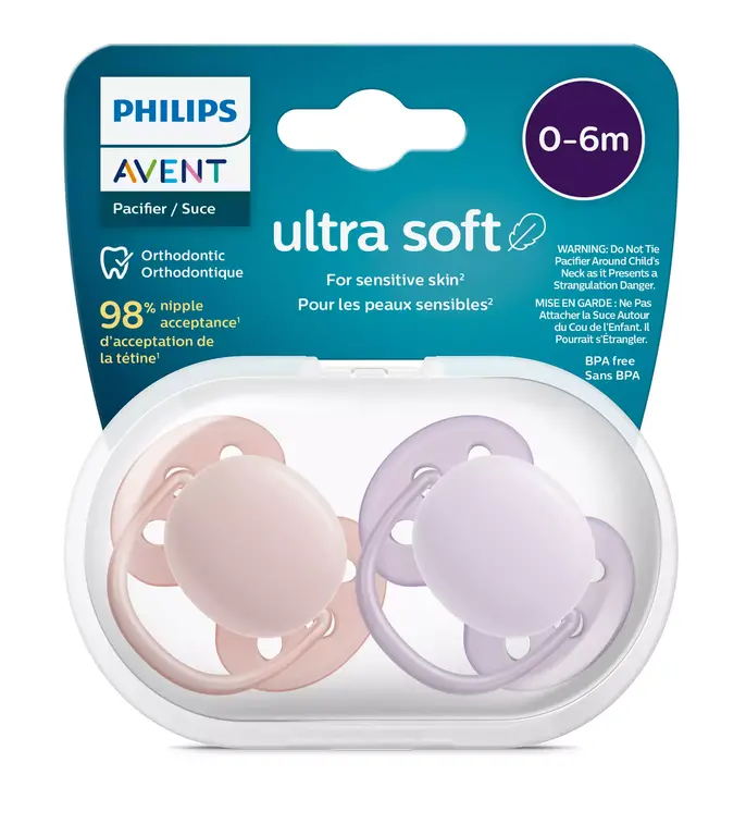 Avent Fopspeen 0-6 Maand - Soft Grijs/Roze - 2 stuks