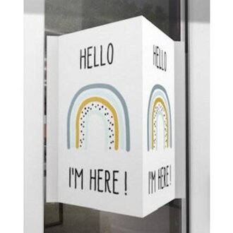 Minimou Geboortebord - Hello, I'm here rainbow - Boy