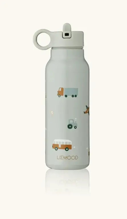 Liewood Falk Water Bottle - Vehicles/Dove Blue Mix