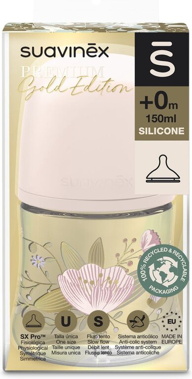 Suavinex Gold - Bottle - Sili. - Slow Flow - 150Ml - Pink