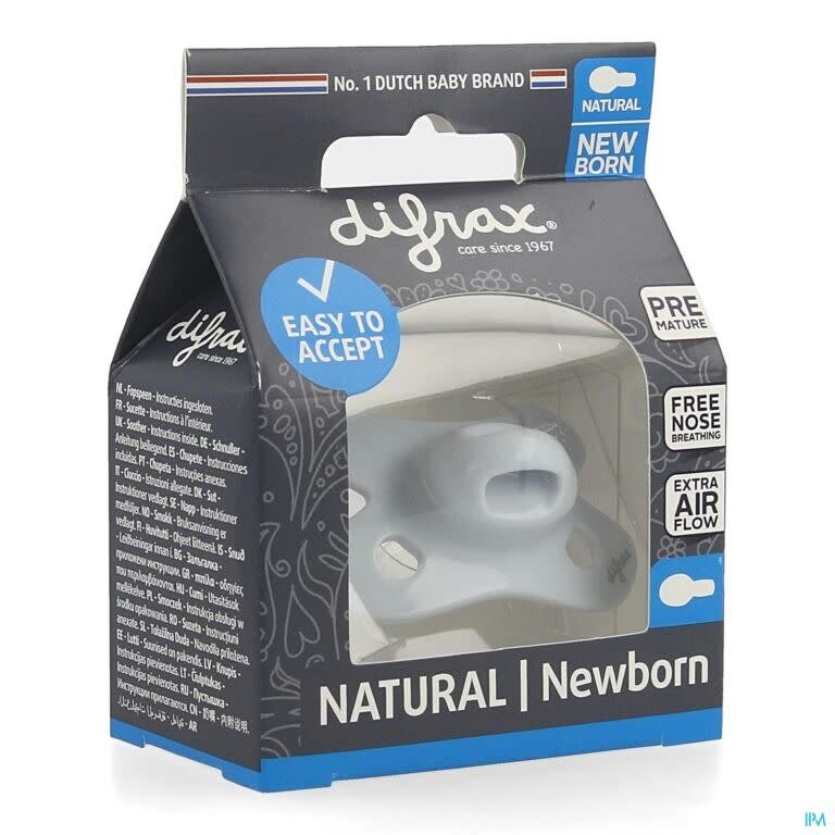 Difrax Fopspeen Natural Newborn Uni/Pure Blauw/Ice
