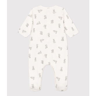 Petit Bateau Pyjama in Tubic met Konijntjesprint - Marshmellow/Gris